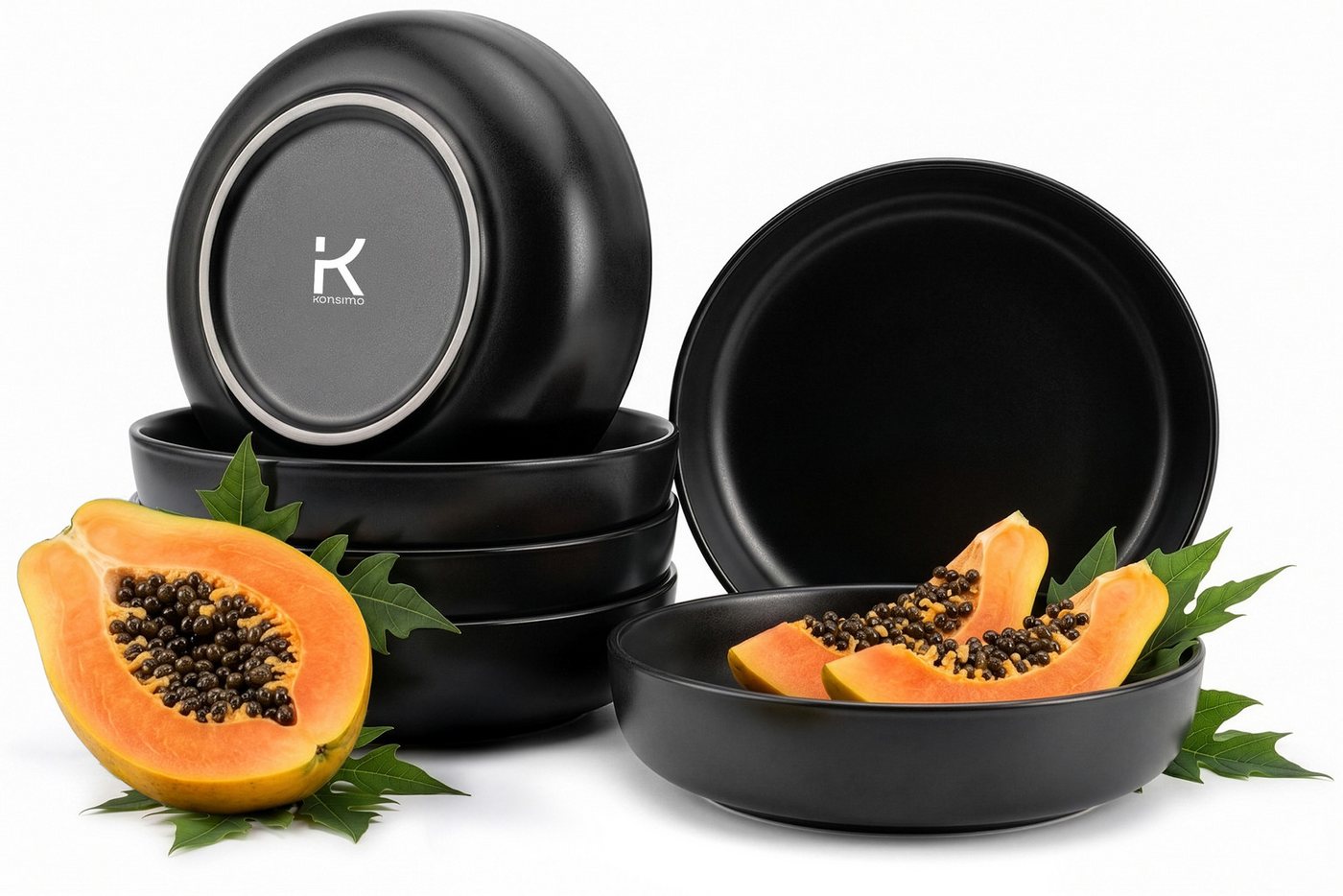 KONSIMO® Teller-Set VICTO Tafelservice hergestellt in der EU (6-tlg), 6 Personen, Steingut, spülmaschinengeeignet, mikrowellengeeignet, 6x Suppenteller – Bild 2 von 5