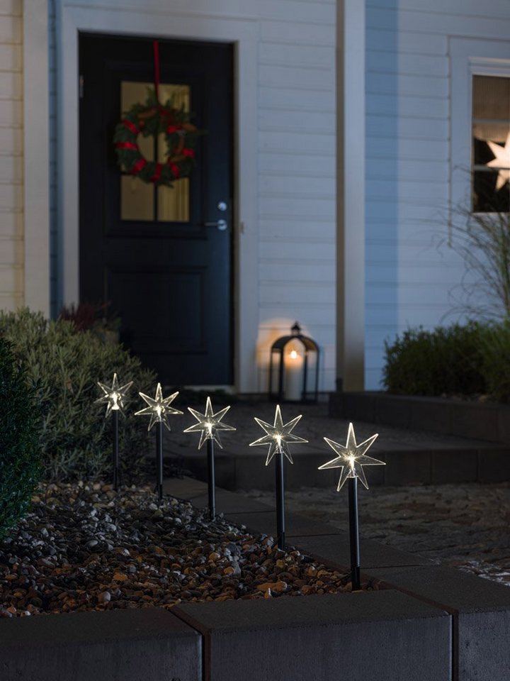 KONSTSMIDE LED Gartenleuchte Spiessleuchte mit 5 Sternen, Weihnachtsdeko aussen, LED fest integriert, Warmweiß – Bild 2 von 4