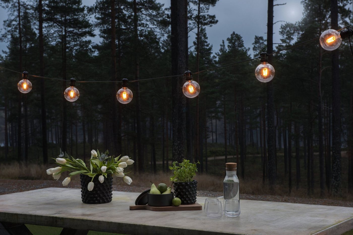 KONSTSMIDE LED-Lichterkette, 10-flammig, LED globe Biergartenkette System Basis-Set, retro Design – Bild 4 von 5