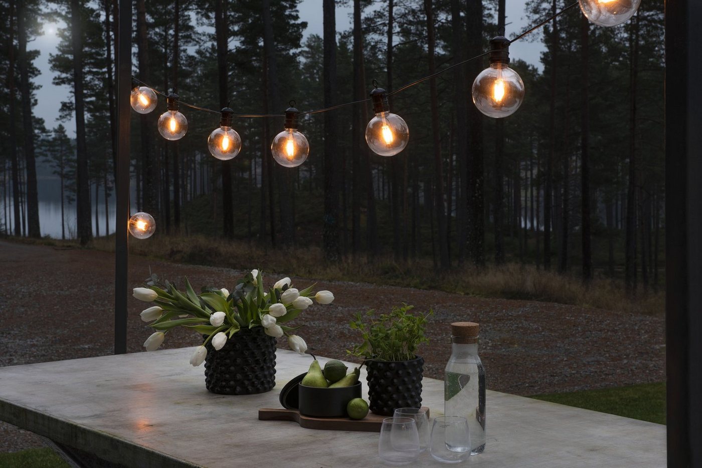 KONSTSMIDE LED-Lichterkette, 10-flammig, LED globe Biergartenkette System Basis-Set, retro Design – Bild 5 von 5
