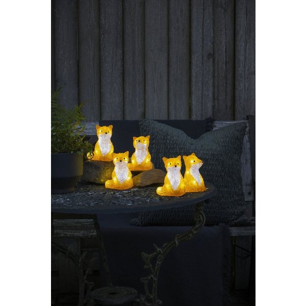 KONSTSMIDE LED-Lichterkette Weihnachtsdeko aussen, 40-flammig, LED Acryl Füchse sitzend, 5-er Set, 40 kalt weiße Dioden