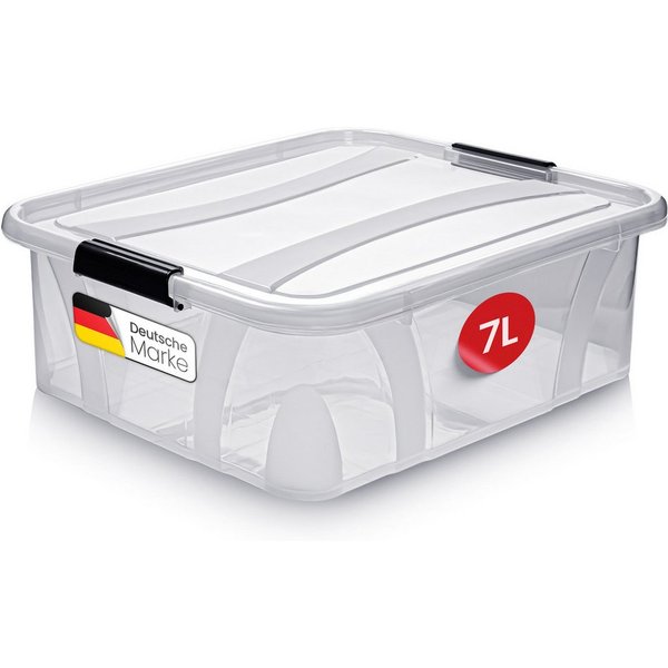 KONZEPT Aufbewahrungsbox mit Deckel, Stapelbox, BPA-frei, robuster Verschlussclips (Plastikbox Aufbewahrung Regalbox Spielzeugbox), 6 Größen wählbar 7 L- 14 L -