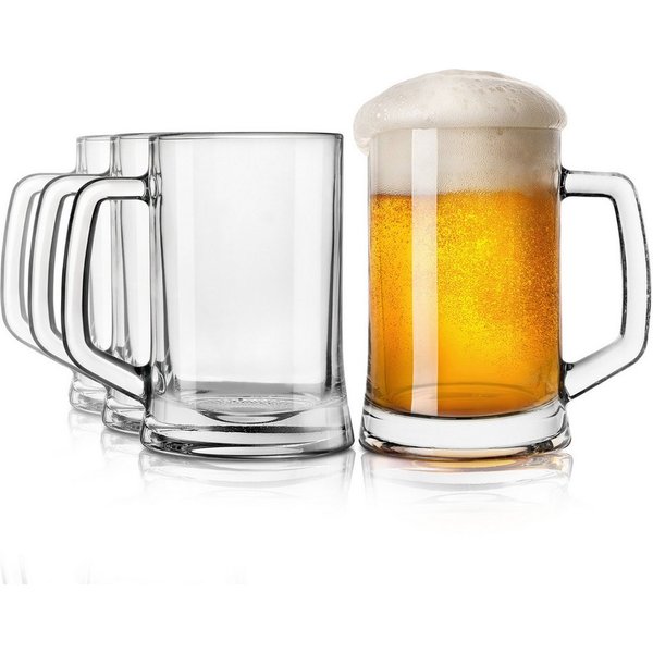 KONZEPT Bierkrug 0,5 liter, Biergläser mit Henkel, 4-tlg., Perfekt für Zuhause, Restaurants und Biergärten, spülmaschinenfest