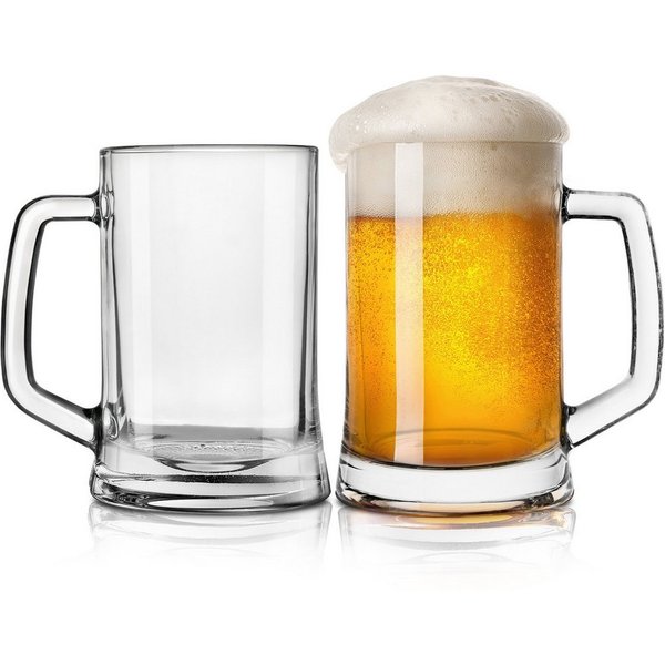 KONZEPT Bierkrug 0,5 liter, Biergläser mit Henkel, 2-tlg., Perfekt für Zuhause, Restaurants und Biergärten, spülmaschinenfest