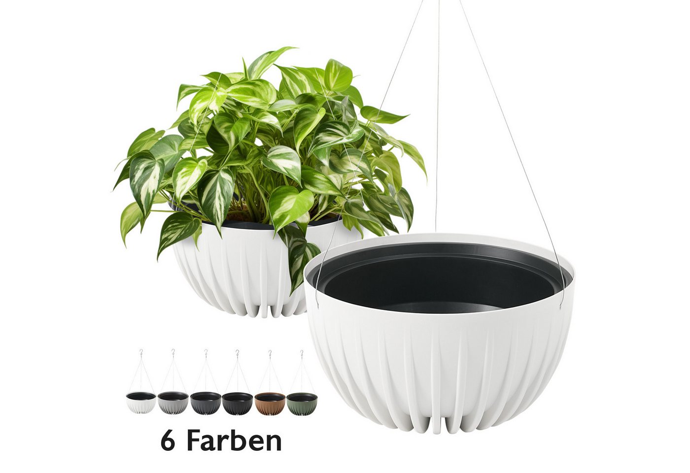 KONZEPT Blumenampel hängend Blumentopf 30cm Durchmesser, Hängetopf für Pflanzen, aus Kunststoff – Bild 2 von 5