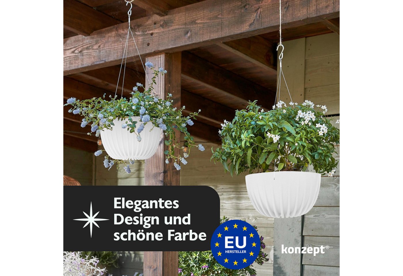 KONZEPT Blumenampel hängend Blumentopf 30cm Durchmesser, Hängetopf für Pflanzen, aus Kunststoff – Bild 5 von 5