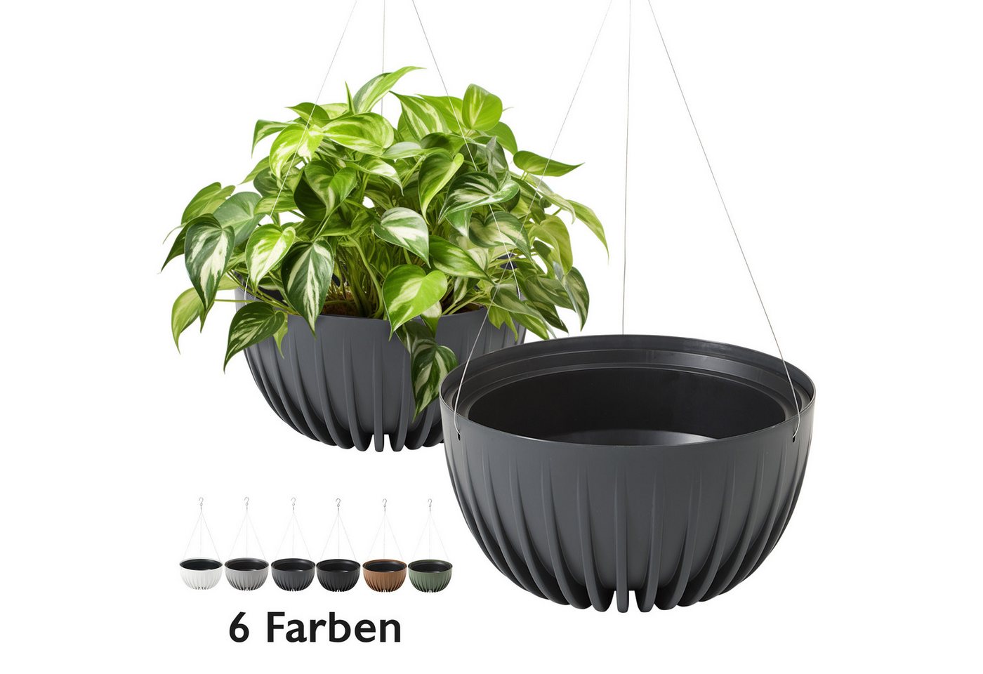 KONZEPT Blumenampel hängend Blumentopf 30cm Durchmesser, Hängetopf für Pflanzen, aus Kunststoff – Bild 2 von 5