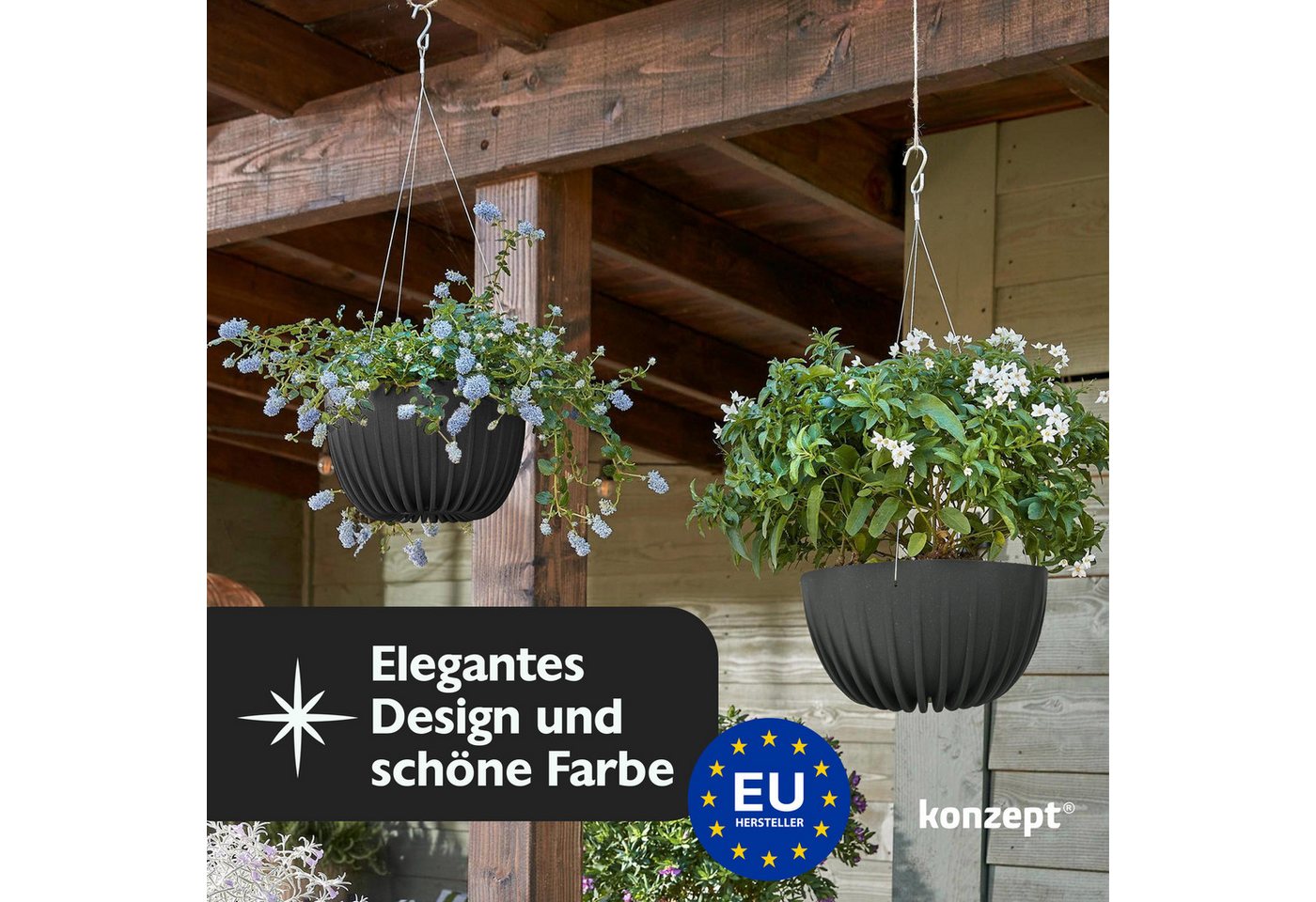 KONZEPT Blumenampel hängend Blumentopf 30cm Durchmesser, Hängetopf für Pflanzen, aus Kunststoff – Bild 5 von 5