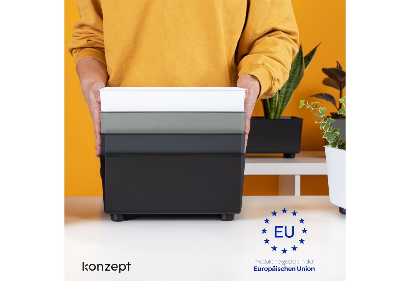 KONZEPT Blumenkasten Blumentöpfe mit Füßen, rechteckig – kleine Blumenkästen 4,2 L (1 St), 284x168x173 mm, ideal für Fensterbank & Zimmerpflanzen – Bild 2 von 5