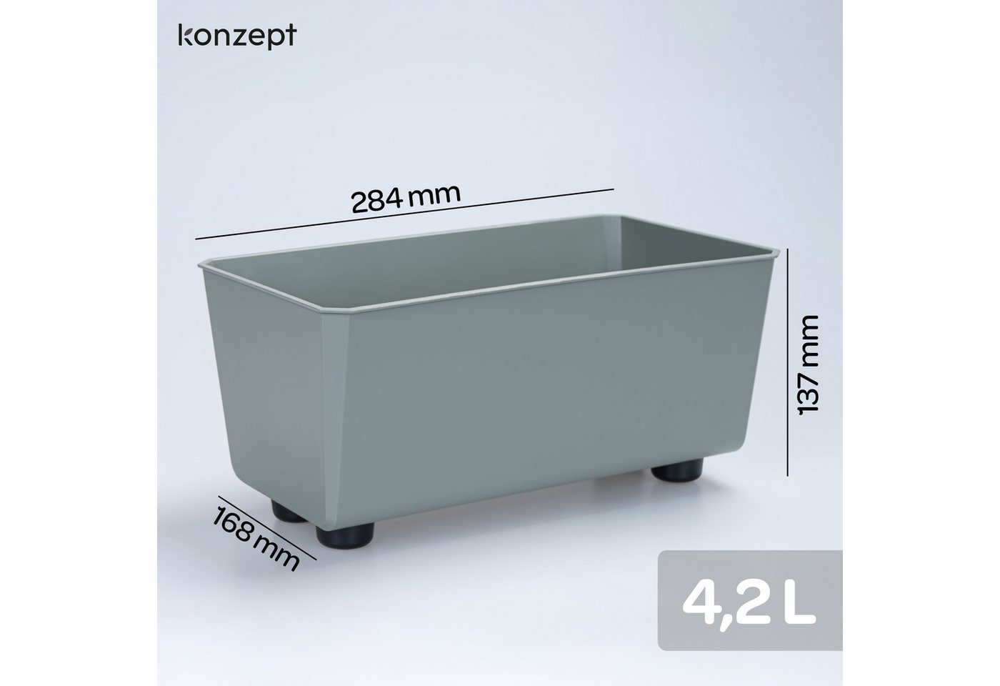 KONZEPT Blumenkasten Blumentöpfe mit Füßen, rechteckig – kleine Blumenkästen 4,2 L (1 St), 284x168x173 mm, ideal für Fensterbank & Zimmerpflanzen – Bild 3 von 5