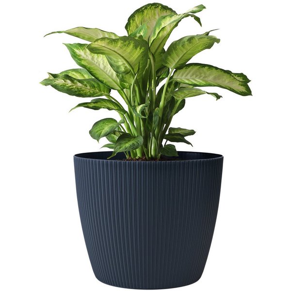 KONZEPT Blumentopf 5,2 l, gerillte Struktur 22 cm, Übertöpfe für Zimmerpflanzen, ideal für Wohnzimmer, Küche und Balkon