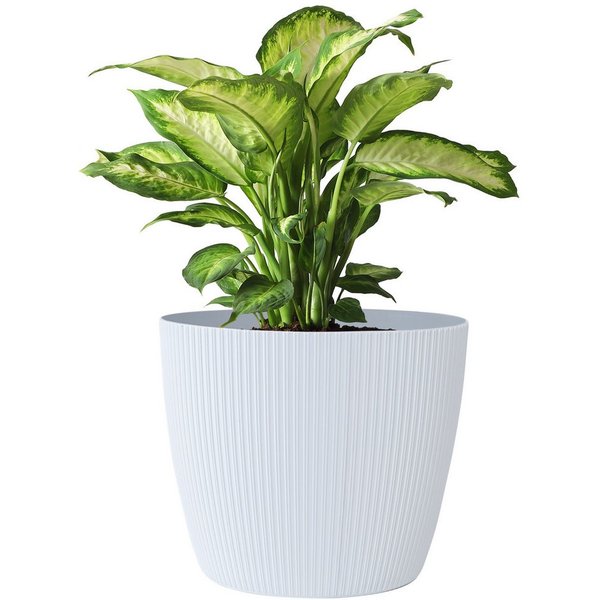 KONZEPT Blumentopf 5,2 l, gerillte Struktur 22 cm, Übertöpfe für Zimmerpflanzen, ideal für Wohnzimmer, Küche und Balkon
