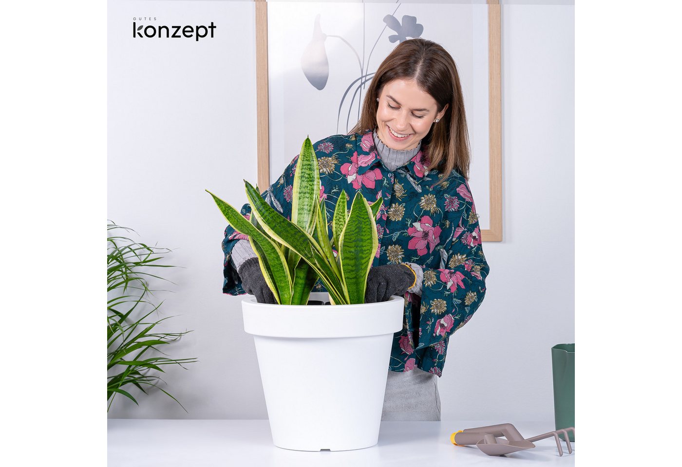 KONZEPT Blumentopf aus Kunststoff, in konischer Optik, 19L, Indoor, Leicht & Robust, Outdoor, UV- & witterungsbeständig, Ø 35 cm – Bild 2 von 5