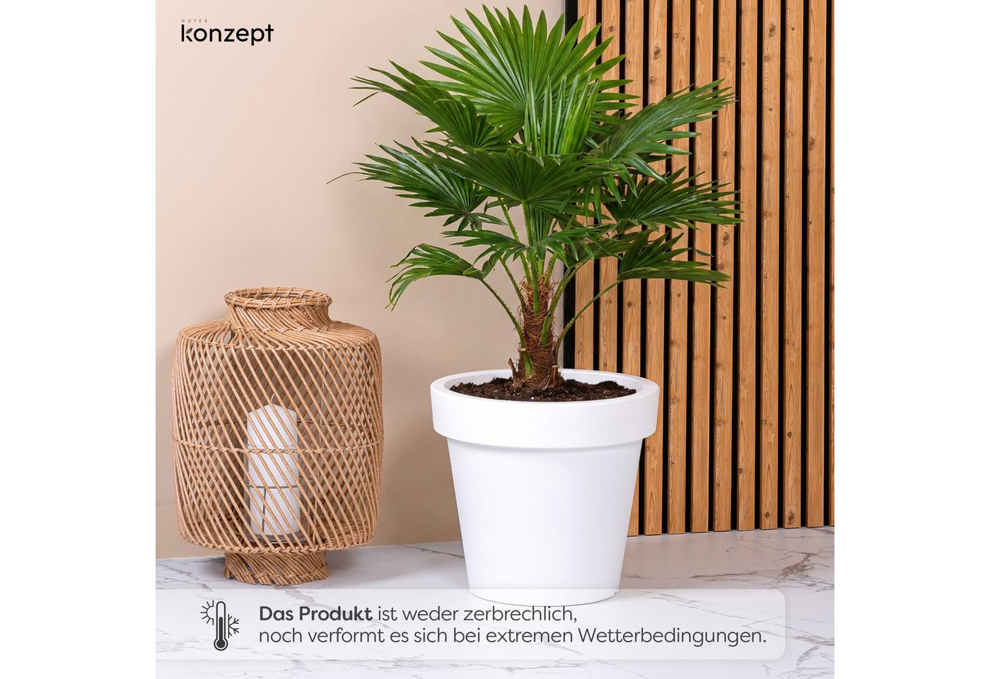 KONZEPT Blumentopf aus Kunststoff, in konischer Optik, 19L, Indoor, Leicht & Robust, Outdoor, UV- & witterungsbeständig, Ø 35 cm – Bild 4 von 5