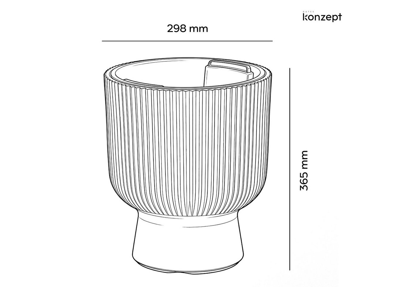 KONZEPT Blumentopf aus Kunststoff mit Einsatz, in Rippen-Optik, Ø 30 cm, 18L, Frostbeständig, Leicht, Rostbeständig, UV-beständig, Wetterfest – Bild 3 von 5