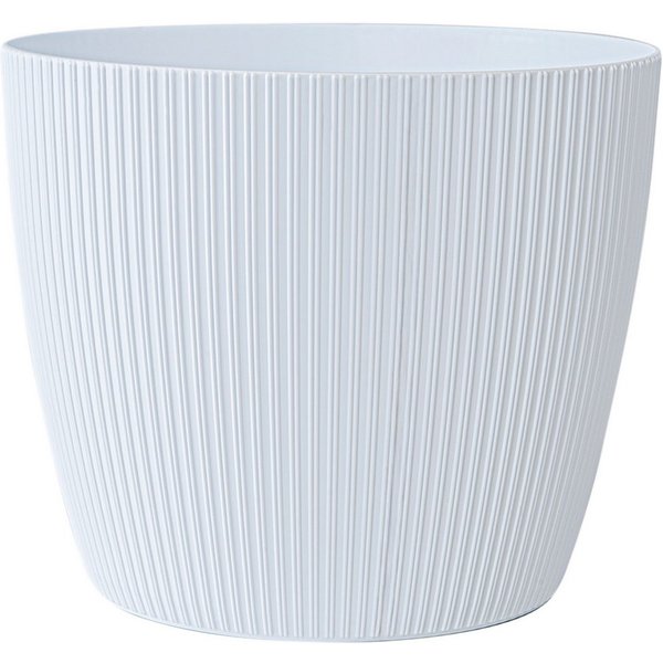 KONZEPT Blumentopf groß, gerillte Struktur 26/30cm, Übertöpfe für Zimmerpflanzen, aus Kunststoff ideal für Wohnzimmer, Küche und Balkon
