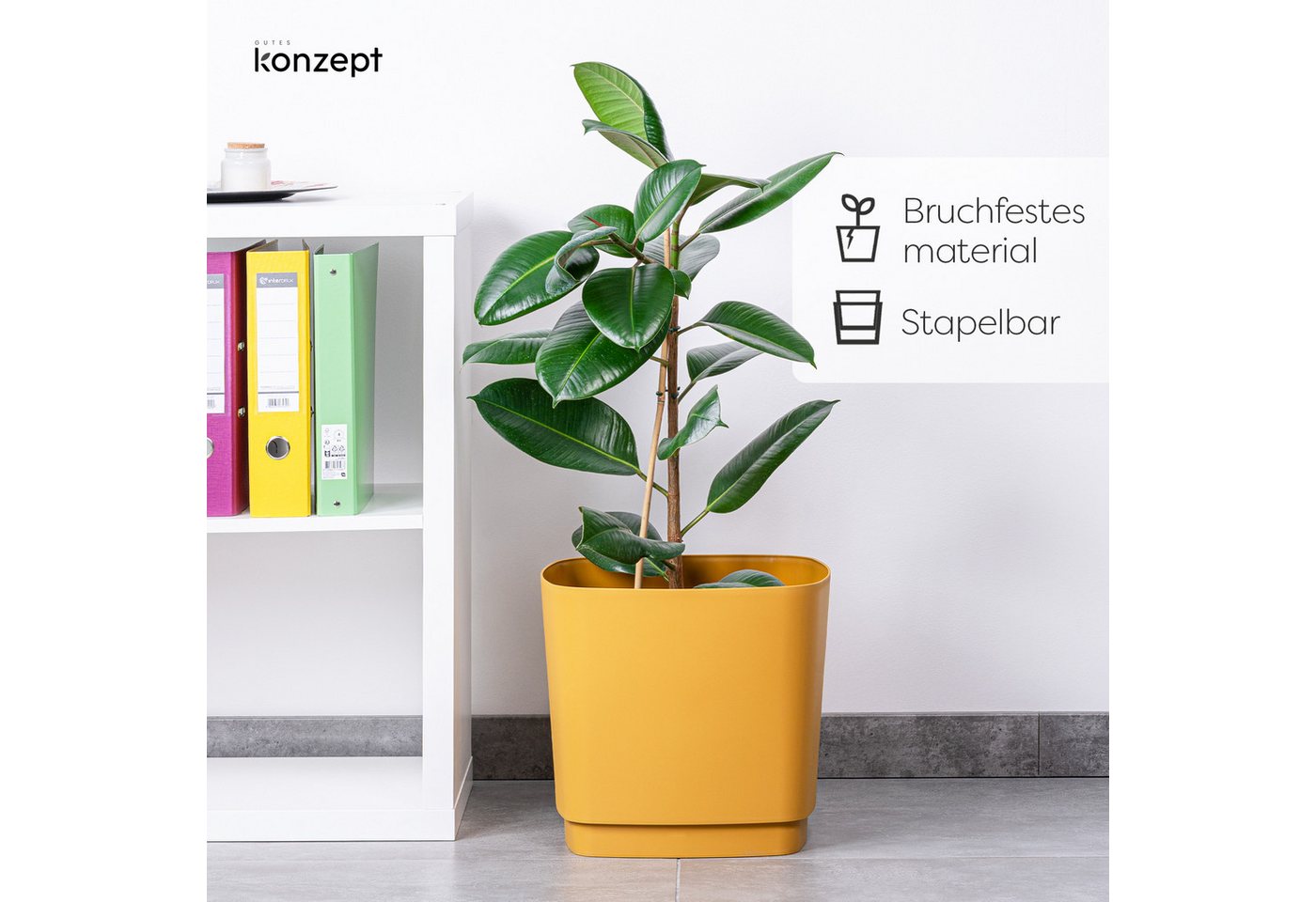 KONZEPT Blumentopf Gross Innen & Außen, 34x34cm, 28L, Leicht, Rostbeständig, UV-beständig, Verrottungsbeständig – Bild 4 von 5