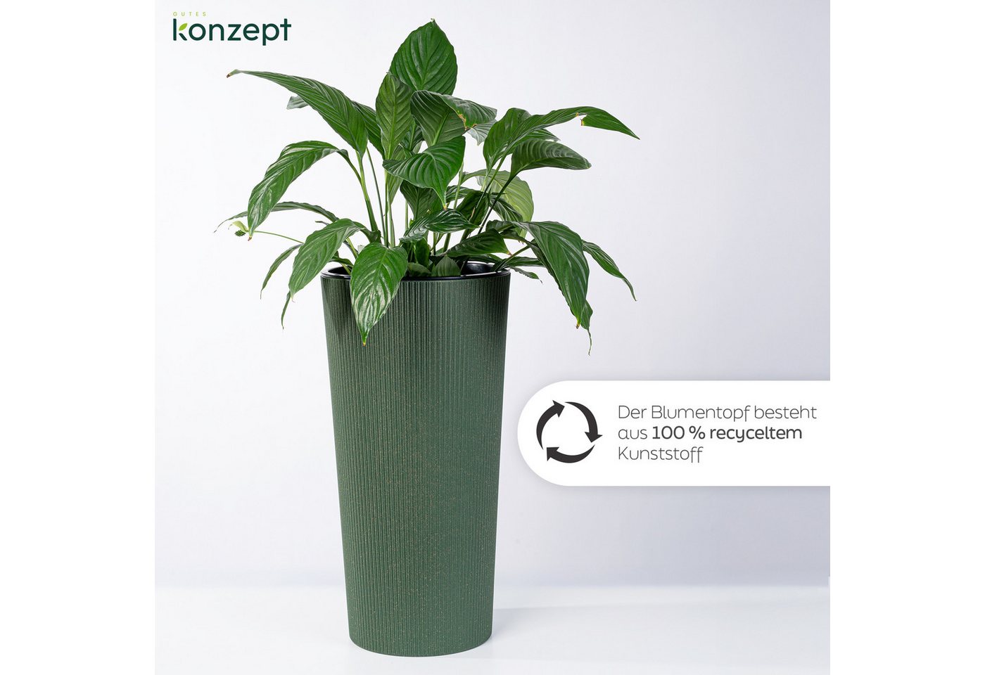 KONZEPT Blumentopf Hoch mit Einsatz, Rillenstruktur, für Garten, Balkon, für Außenbereich, wetterfest, UV-beständig – Bild 2 von 5