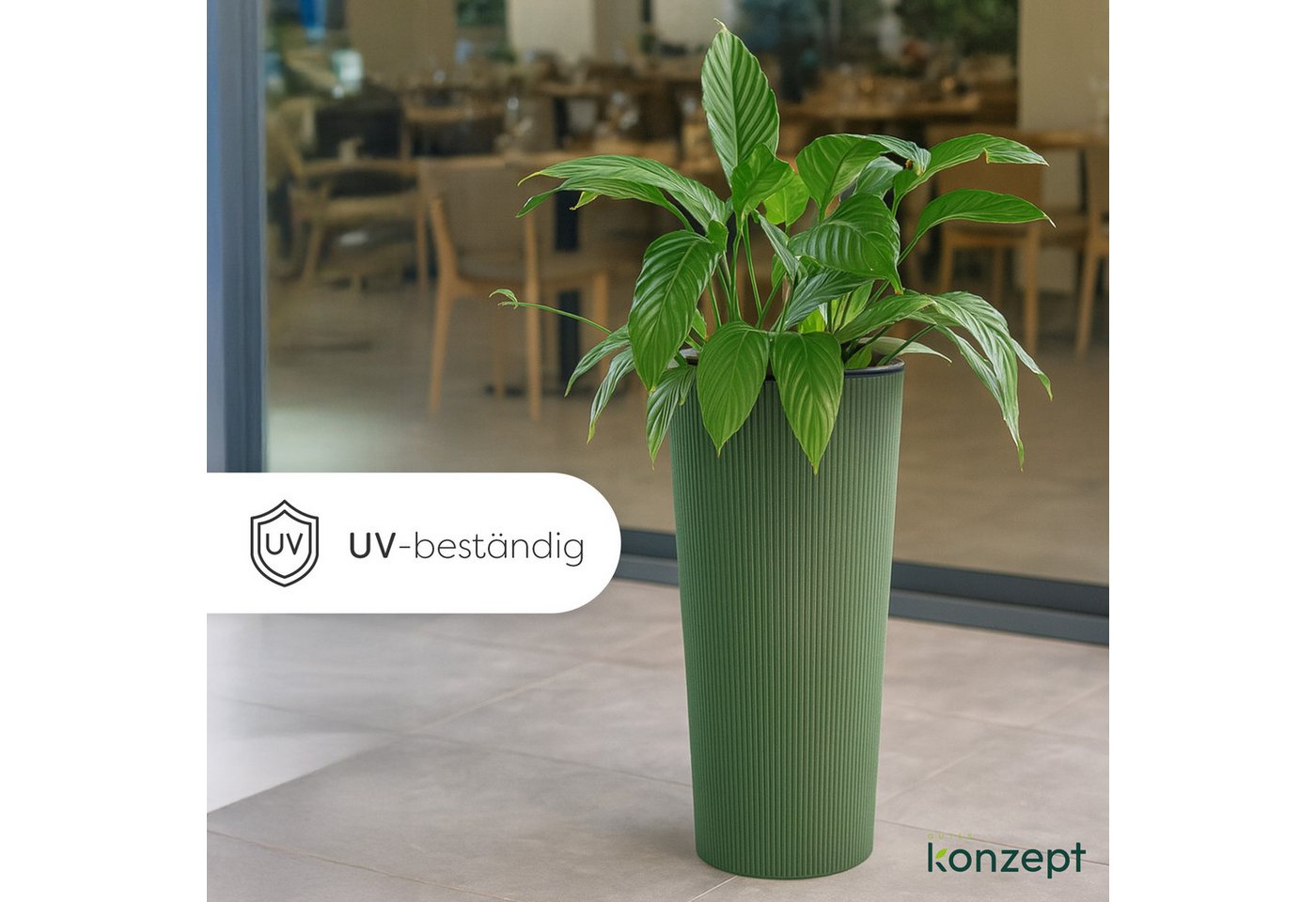 KONZEPT Blumentopf Hoch mit Einsatz, Rillenstruktur, für Garten, Balkon, für Außenbereich, wetterfest, UV-beständig – Bild 4 von 5