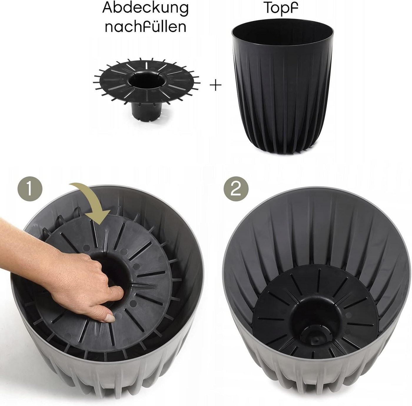 KONZEPT Blumentopf Hoher Blumentopf, Pflanzkübel Groß für Außen, Balkon, Übertopf mit Drainagesystem – Bild 3 von 5