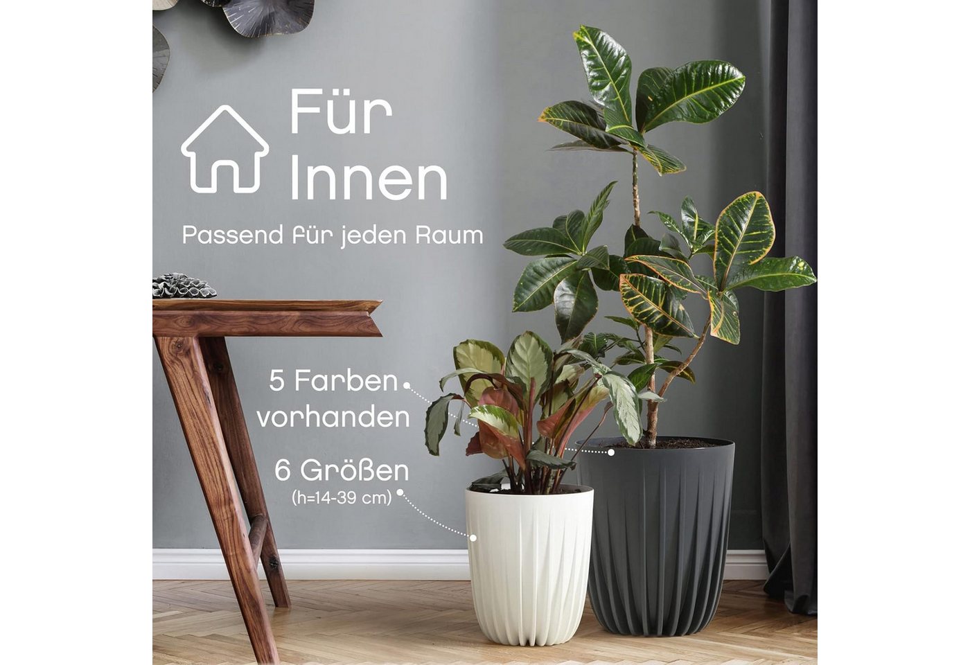 KONZEPT Blumentopf Hoher Blumentopf, Pflanzkübel Groß für Außen, Balkon, Übertopf mit Drainagesystem – Bild 4 von 5
