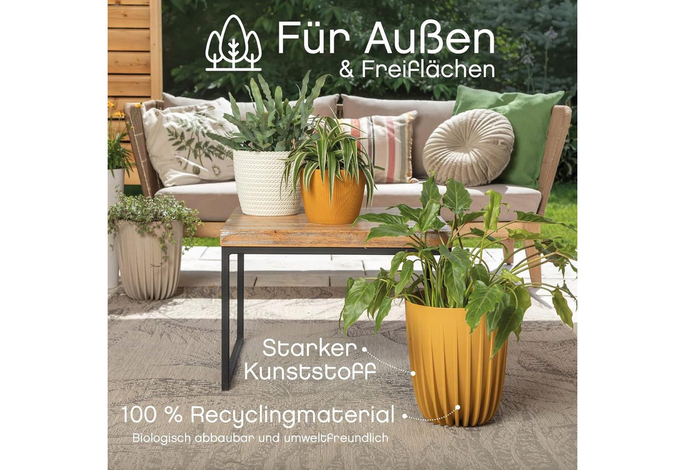 KONZEPT Blumentopf Hoher Blumentopf, Pflanzkübel Groß für Außen, Balkon, Übertopf mit Drainagesystem – Bild 5 von 5