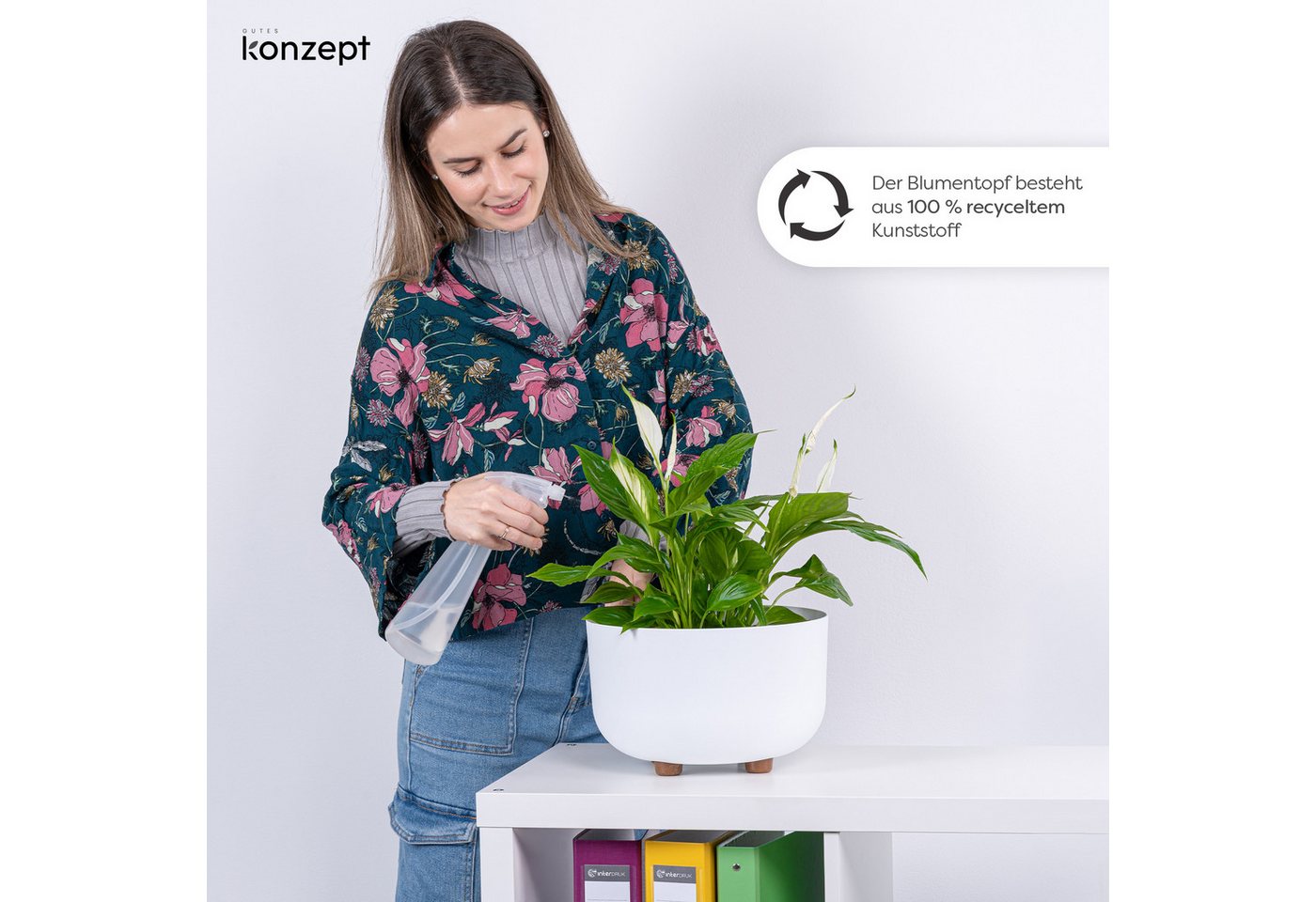 KONZEPT Blumentopf mit Füßen Ø 27 cm, für innen & außen, Mit abnehmbaren Füßen. Für Kräuter, Blumen und kompakte Grünpflanzen. – Bild 2 von 5