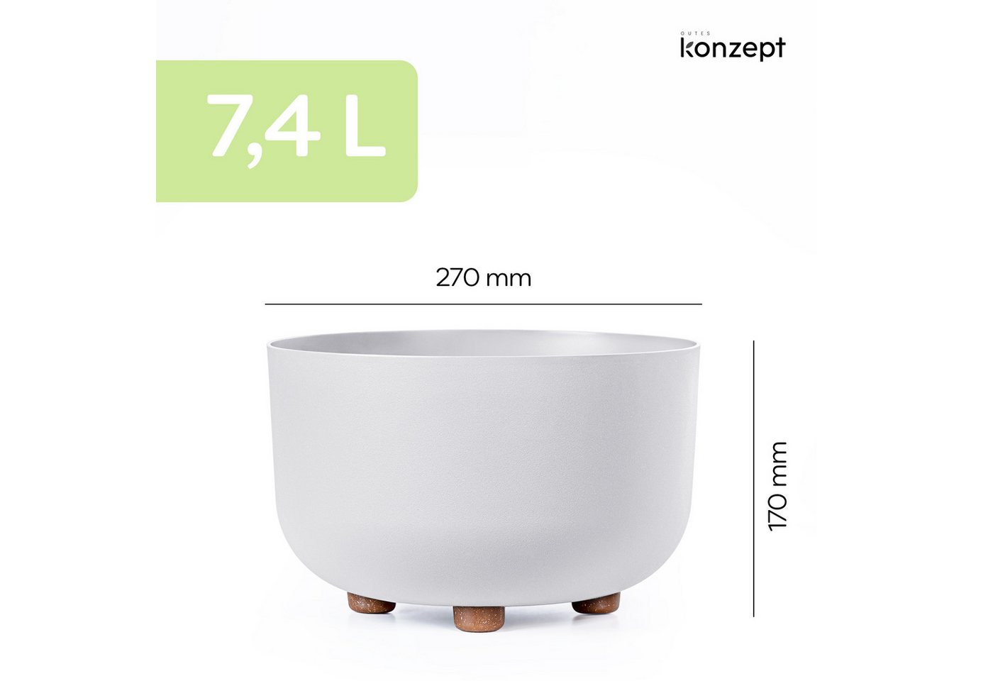 KONZEPT Blumentopf mit Füßen Ø 27 cm, für innen & außen, Mit abnehmbaren Füßen. Für Kräuter, Blumen und kompakte Grünpflanzen. – Bild 3 von 5