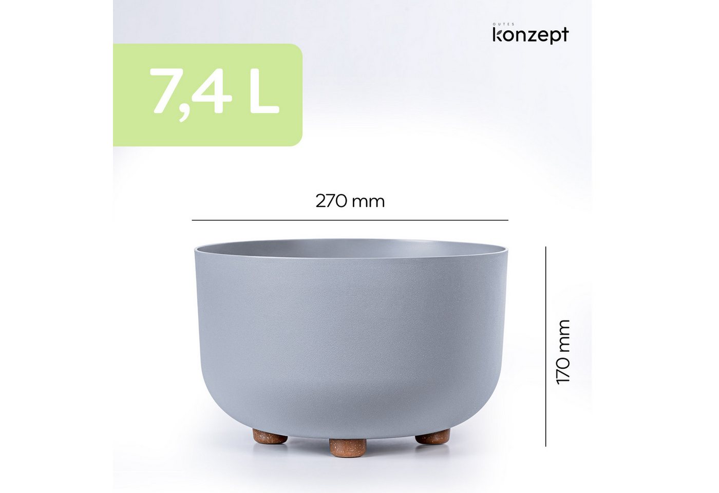 KONZEPT Blumentopf mit Füßen Ø 27 cm, für innen & außen, Mit abnehmbaren Füßen. Für Kräuter, Blumen und kompakte Grünpflanzen. – Bild 3 von 5