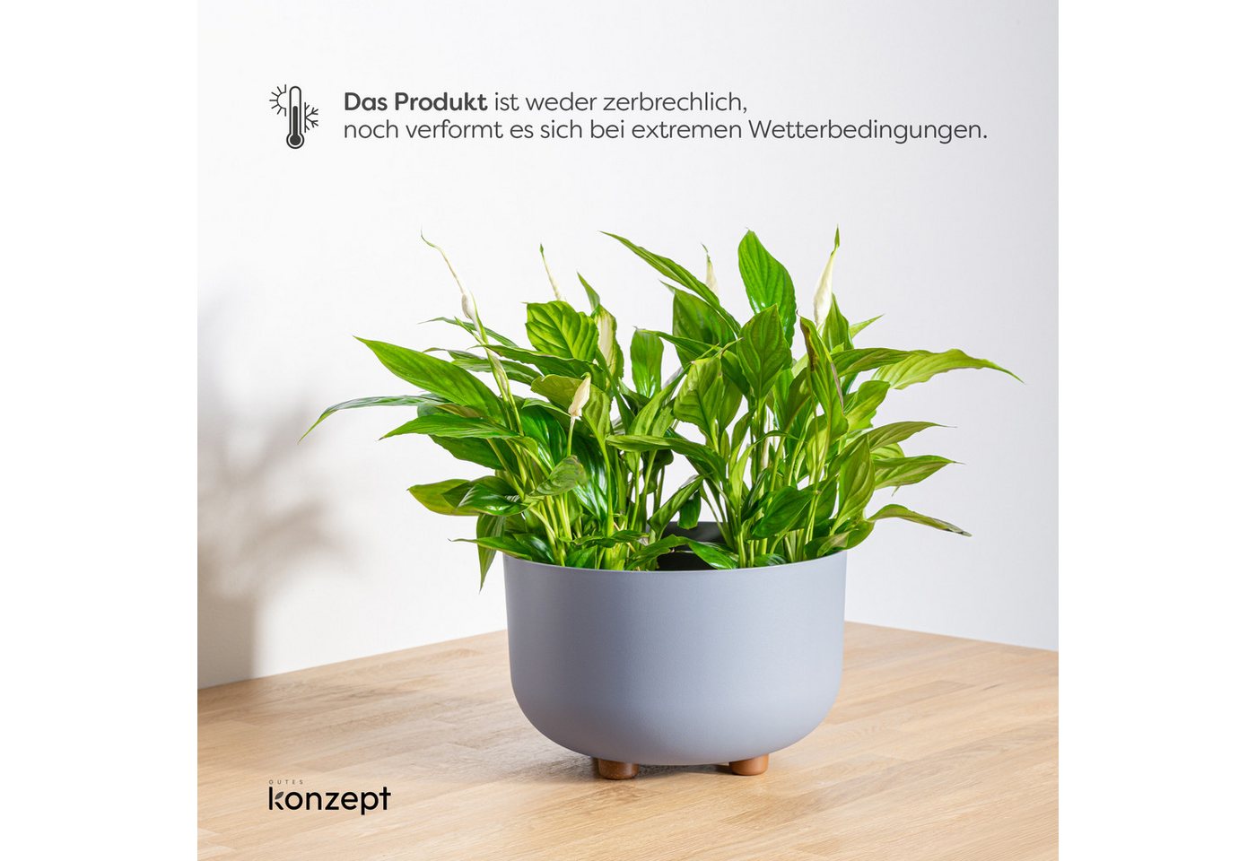 KONZEPT Blumentopf mit Füßen Ø 27 cm, für innen & außen, Mit abnehmbaren Füßen. Für Kräuter, Blumen und kompakte Grünpflanzen. – Bild 4 von 5
