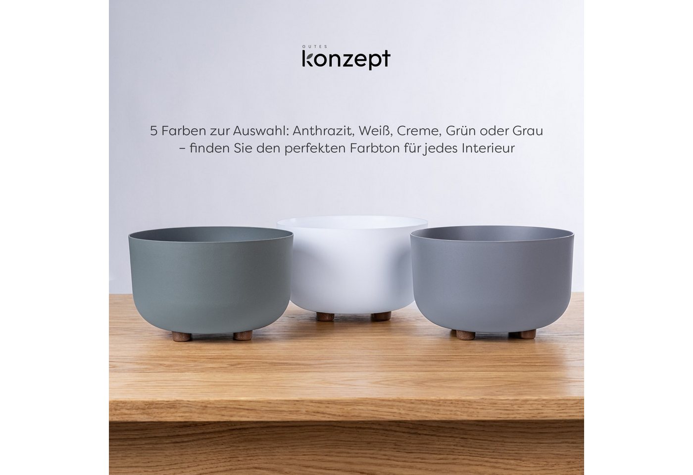 KONZEPT Blumentopf mit Füßen Ø 27 cm, für innen & außen, Mit abnehmbaren Füßen. Für Kräuter, Blumen und kompakte Grünpflanzen. – Bild 5 von 5