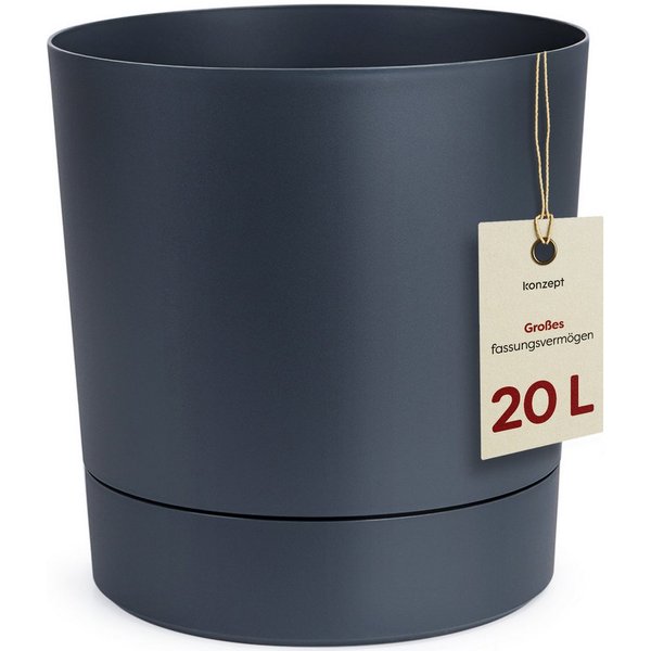KONZEPT Blumentopf mit Untersetzer, großer Übertopf aus Kunststoff für Zimmerpflanzen (32,5 cm (20 Liter), modern und wetterfest, für Innen und Außen