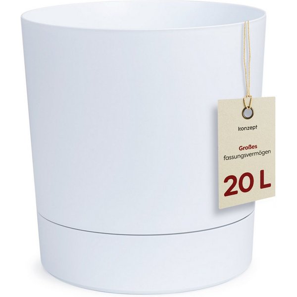 KONZEPT Blumentopf mit Untersetzer, großer Übertopf aus Kunststoff für Zimmerpflanzen (32,5 cm (20 Liter), modern und wetterfest, für Innen und Außen