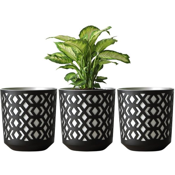 KONZEPT Blumentopf Übertopf Ø 14cm, 3er Pflanzentopf Set für Zimmerpflanzen aus Plastik (1 St), ideal für Zimmerpflanzen, Orchideen, Kräuter und Sukkulenten