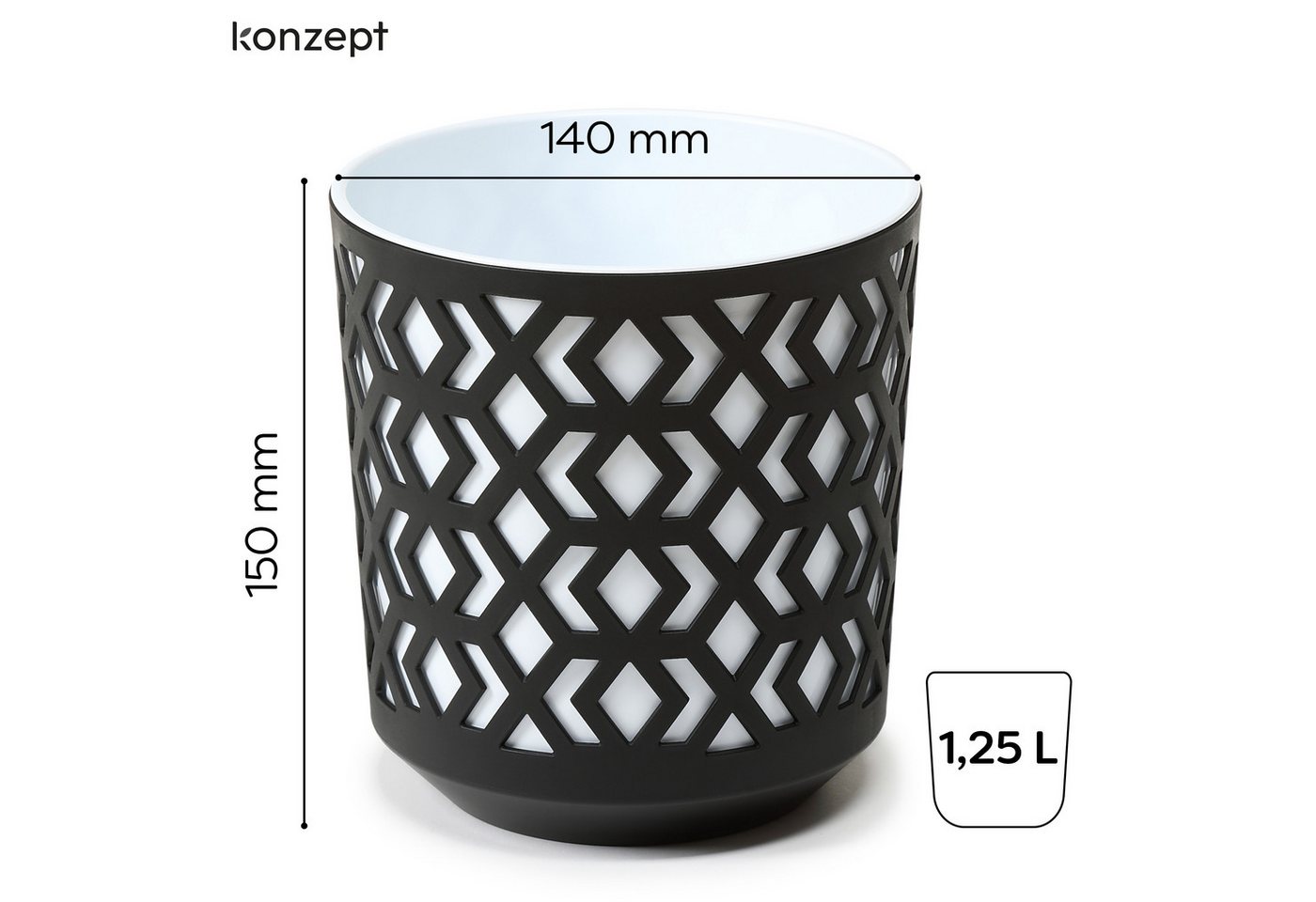 KONZEPT Blumentopf Übertopf Ø 14cm, 3er Pflanzentopf Set für Zimmerpflanzen aus Plastik (1 St), ideal für Zimmerpflanzen, Orchideen, Kräuter und Sukkulenten – Bild 2 von 5