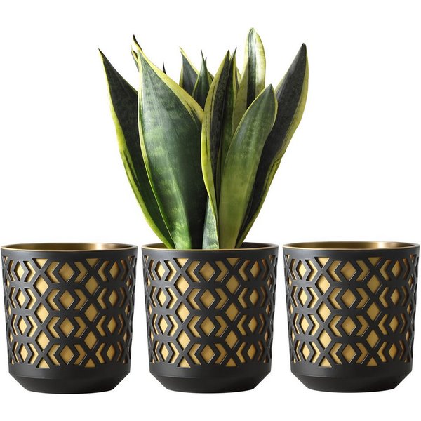 KONZEPT Blumentopf Übertopf Ø 14cm, 3er Pflanzentopf Set für Zimmerpflanzen aus Plastik (1 St), ideal für Zimmerpflanzen, Orchideen, Kräuter und Sukkulenten