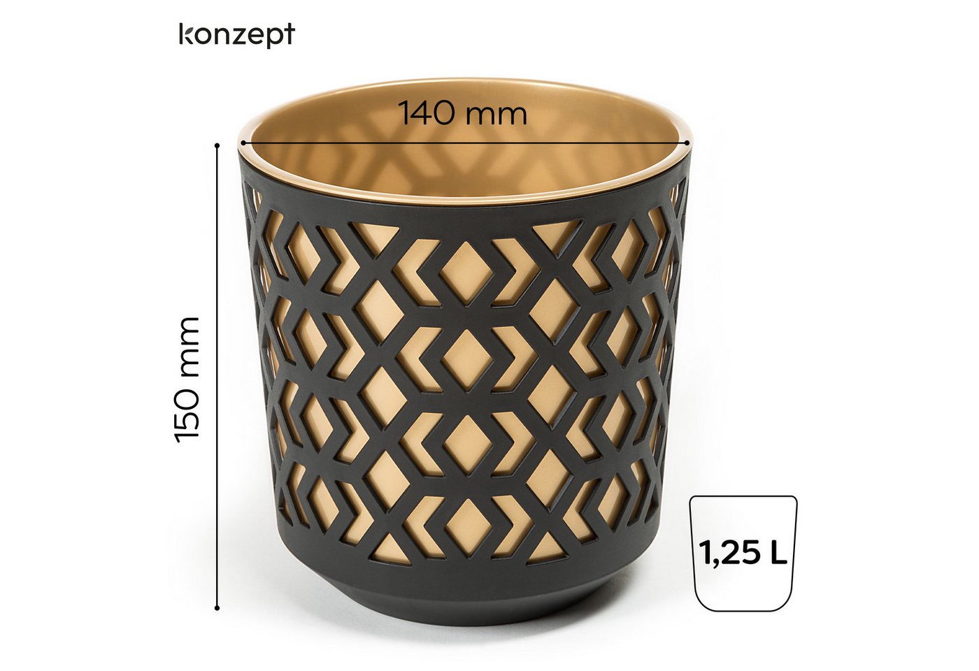 KONZEPT Blumentopf Übertopf Ø 14cm, 3er Pflanzentopf Set für Zimmerpflanzen aus Plastik (1 St), ideal für Zimmerpflanzen, Orchideen, Kräuter und Sukkulenten – Bild 2 von 5
