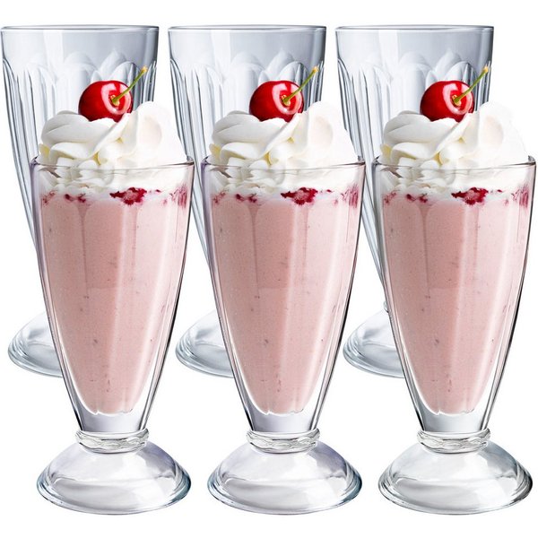 KONZEPT Cocktailglas mit Stiel 300ml, Gläser für Smoothie, Milchshake und Dessert, 6-tlg., spülmaschinengeeignet