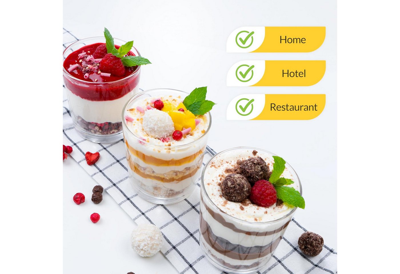 KONZEPT Dessertschale Dessertgläser Set aus Glas, große Gläser für Nachtisch, (6-tlg), 300 ml, Geeignet für Desserts, Getränke, Saucen. – Bild 2 von 5