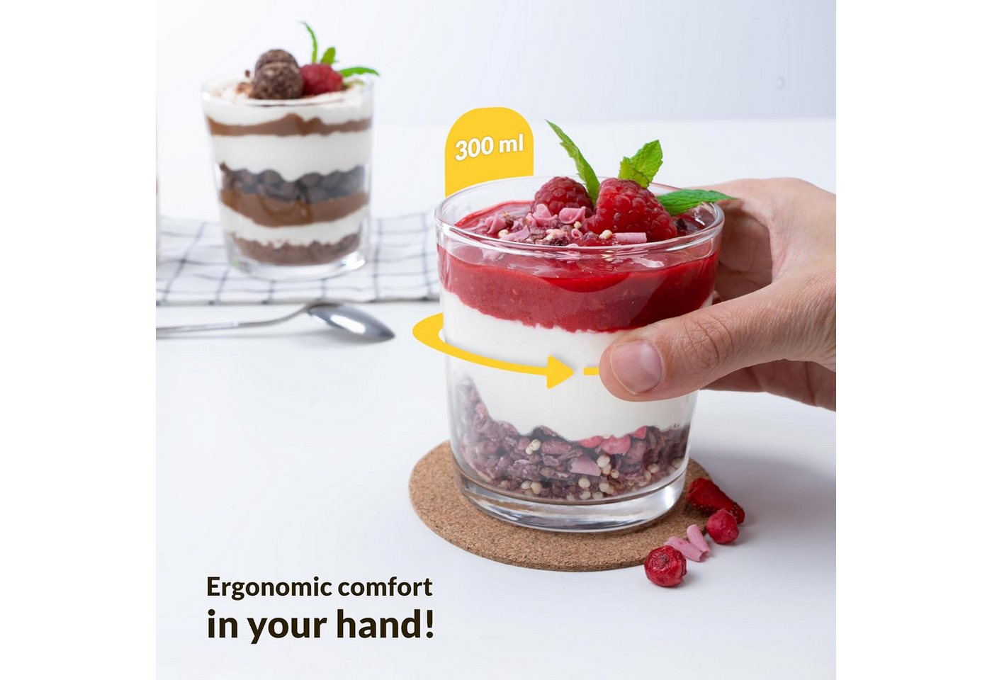 KONZEPT Dessertschale Dessertgläser Set aus Glas, große Gläser für Nachtisch, (6-tlg), 300 ml, Geeignet für Desserts, Getränke, Saucen. – Bild 3 von 5