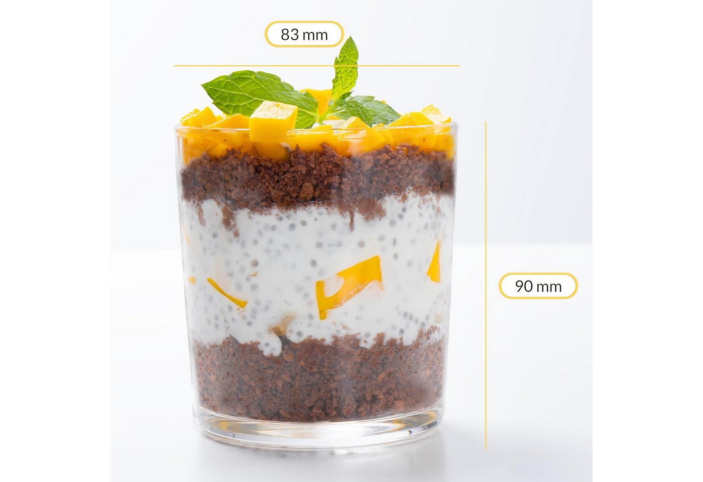 KONZEPT Dessertschale Dessertgläser Set aus Glas, große Gläser für Nachtisch, (6-tlg), 300 ml, Geeignet für Desserts, Getränke, Saucen. – Bild 4 von 5