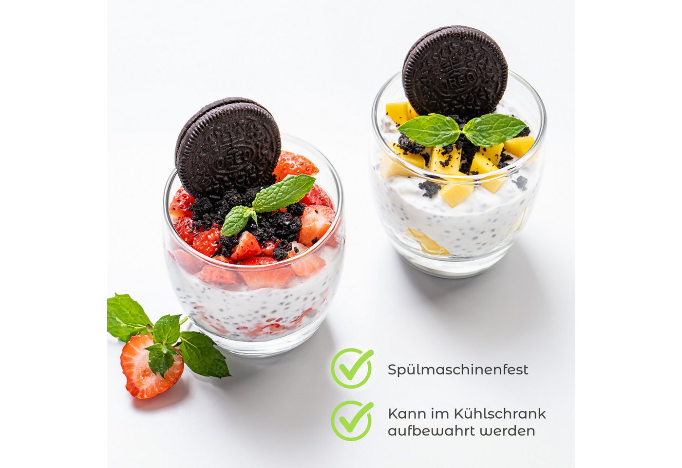KONZEPT Dessertschale Dessertgläser Set aus Glas, große Gläser für Nachtisch, (6-tlg), glas, 225 ml – Bild 3 von 5