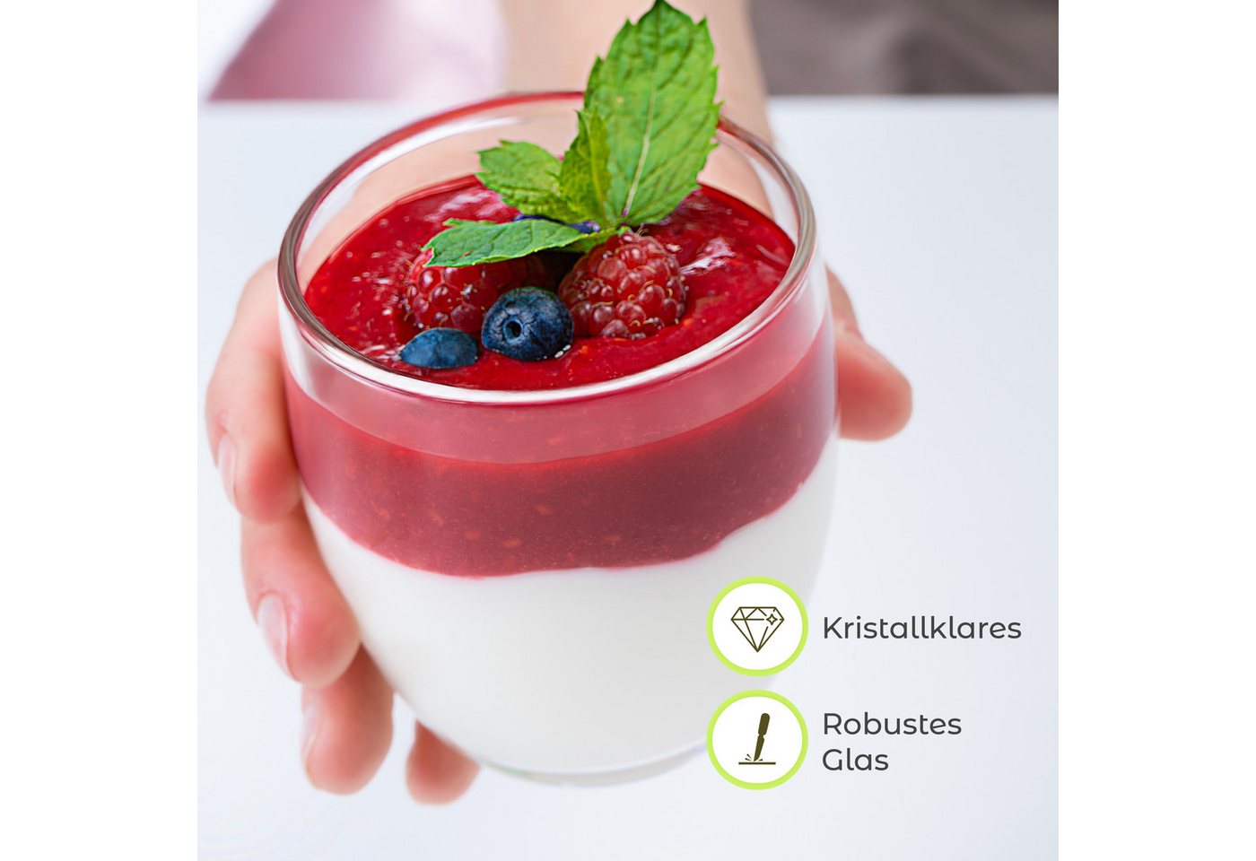 KONZEPT Dessertschale Dessertgläser Set aus Glas, große Gläser für Nachtisch, (6-tlg), glas, 225 ml – Bild 5 von 5