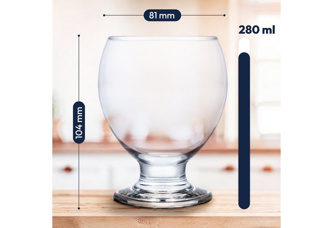 KONZEPT Eisschale Dessertgläser Set aus Glas, Eisbecher 280 ml, (6-tlg), ideal für Sorbet, Dessert, Tiramisu, Pudding, Eis, Panna Cotta – Bild 2 von 5