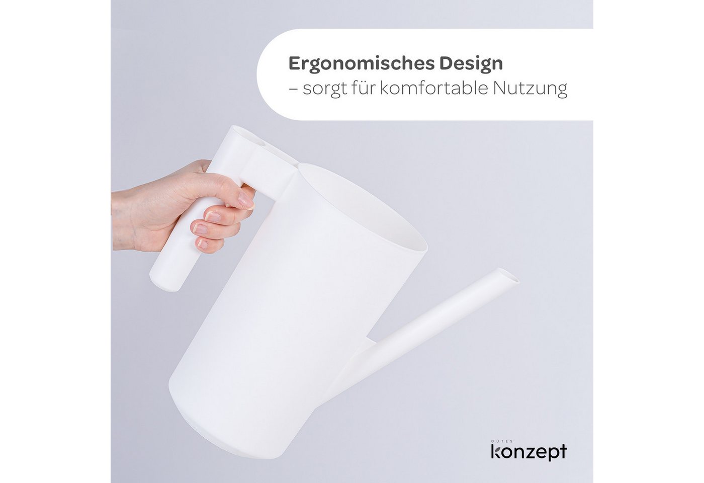 KONZEPT Gießkanne aus Kunststoff, Die lange, schmale Tülle für Zimmerpflanzen, 2L, für Zuhause, Balkon und Garten, Kompakte Größe: H 24,6 cm – Bild 5 von 5
