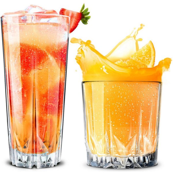 KONZEPT Gläser-Set 12 teilig, Trinkgläser, 6 Longdrinkgläser mit 6 kleine Wassergläser, 12-tlg., ideal als Saftgläser, Cocktailgläser und Kistallgläser für Whis