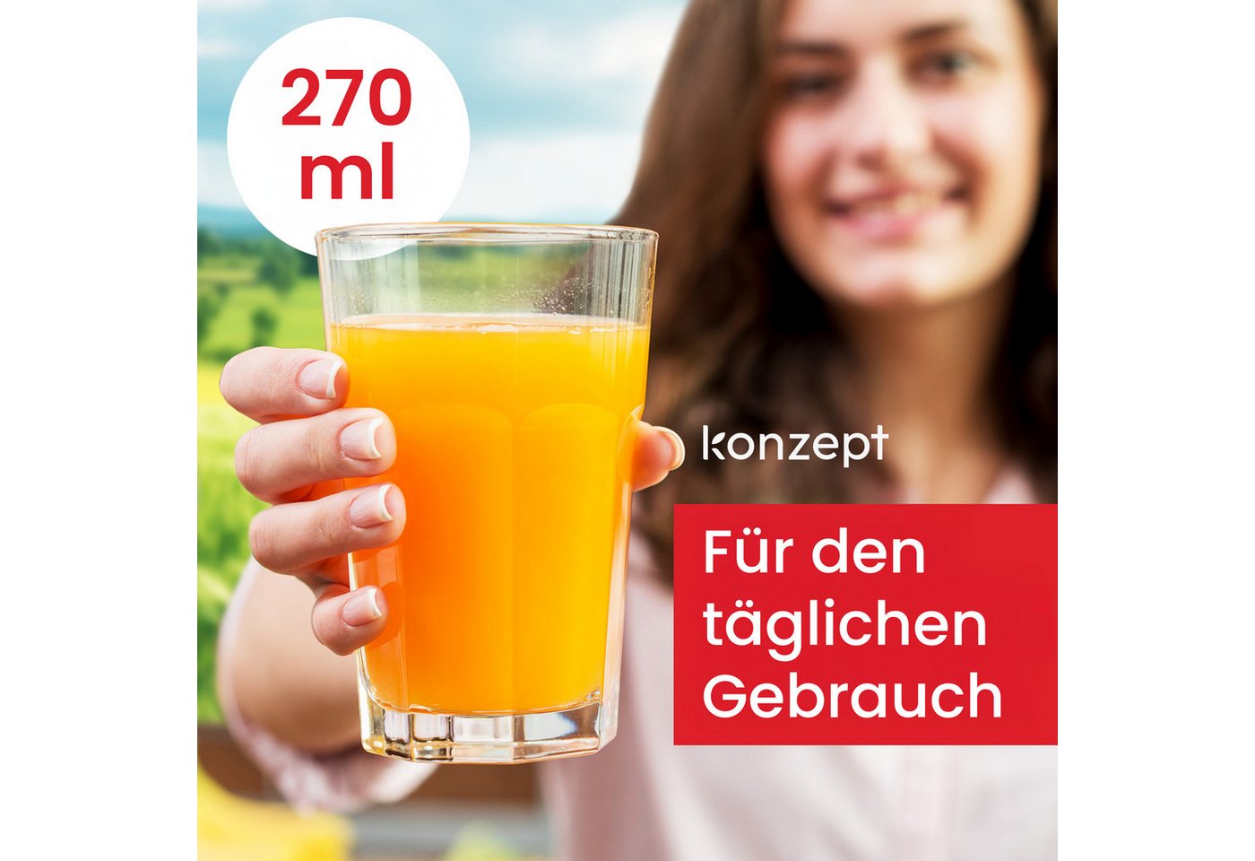 KONZEPT Gläser-Set 270ml, Ideal als Trinkgläser, Wassergläser, Saftgläser, Cocktailgläser, 12-tlg., 6/12 tlg. für Latte Macchiato, Wasser, Saft & Cocktails – Bild 2 von 5