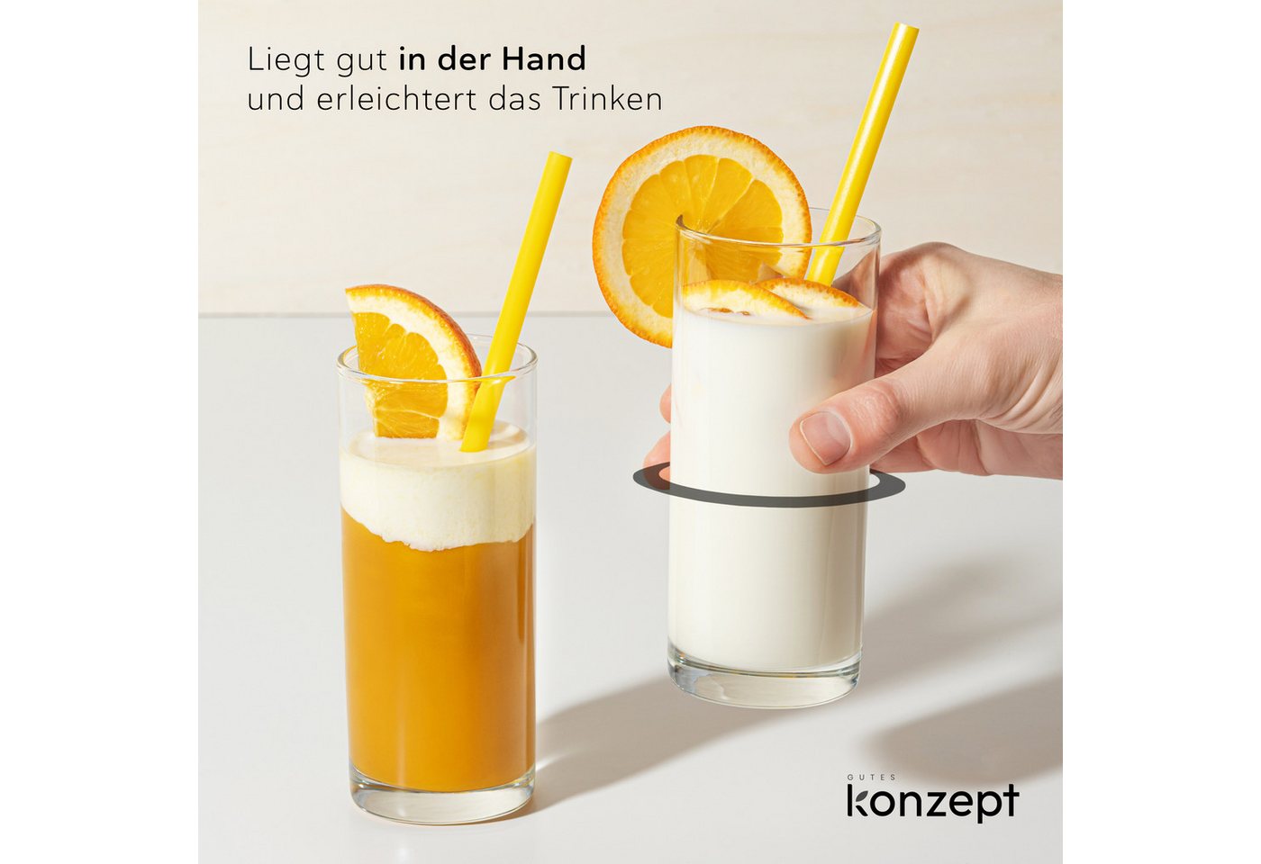 KONZEPT Gläser-Set 280ml Transparente Longdrinkgläser Set, Wassergläser, 6-tlg., Spülmaschinenfest, Ideal als Saftglas – Bild 4 von 5