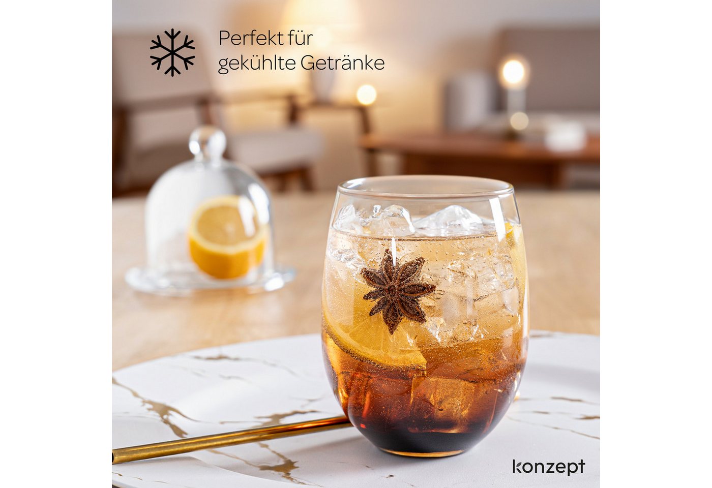 KONZEPT Gläser-Set 400 ml, Besonders stabil, ideal für Wasser, Saft, Limo, Gin, 6-tlg., Leicht, Strapazierfähig, Transparent – Bild 2 von 5