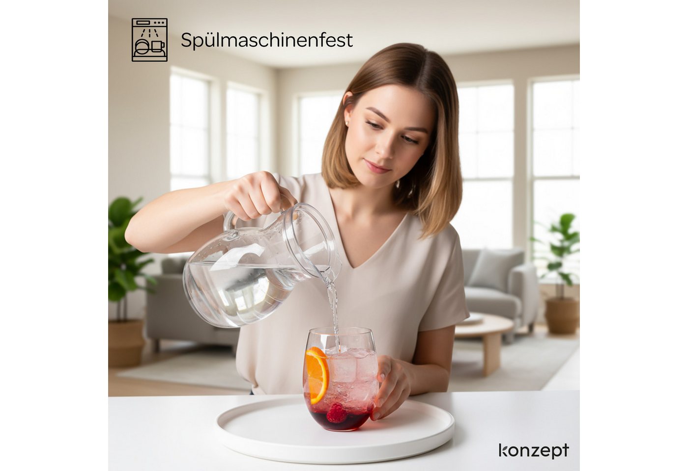 KONZEPT Gläser-Set 400 ml, Besonders stabil, ideal für Wasser, Saft, Limo, Gin, 6-tlg., Leicht, Strapazierfähig, Transparent – Bild 4 von 5